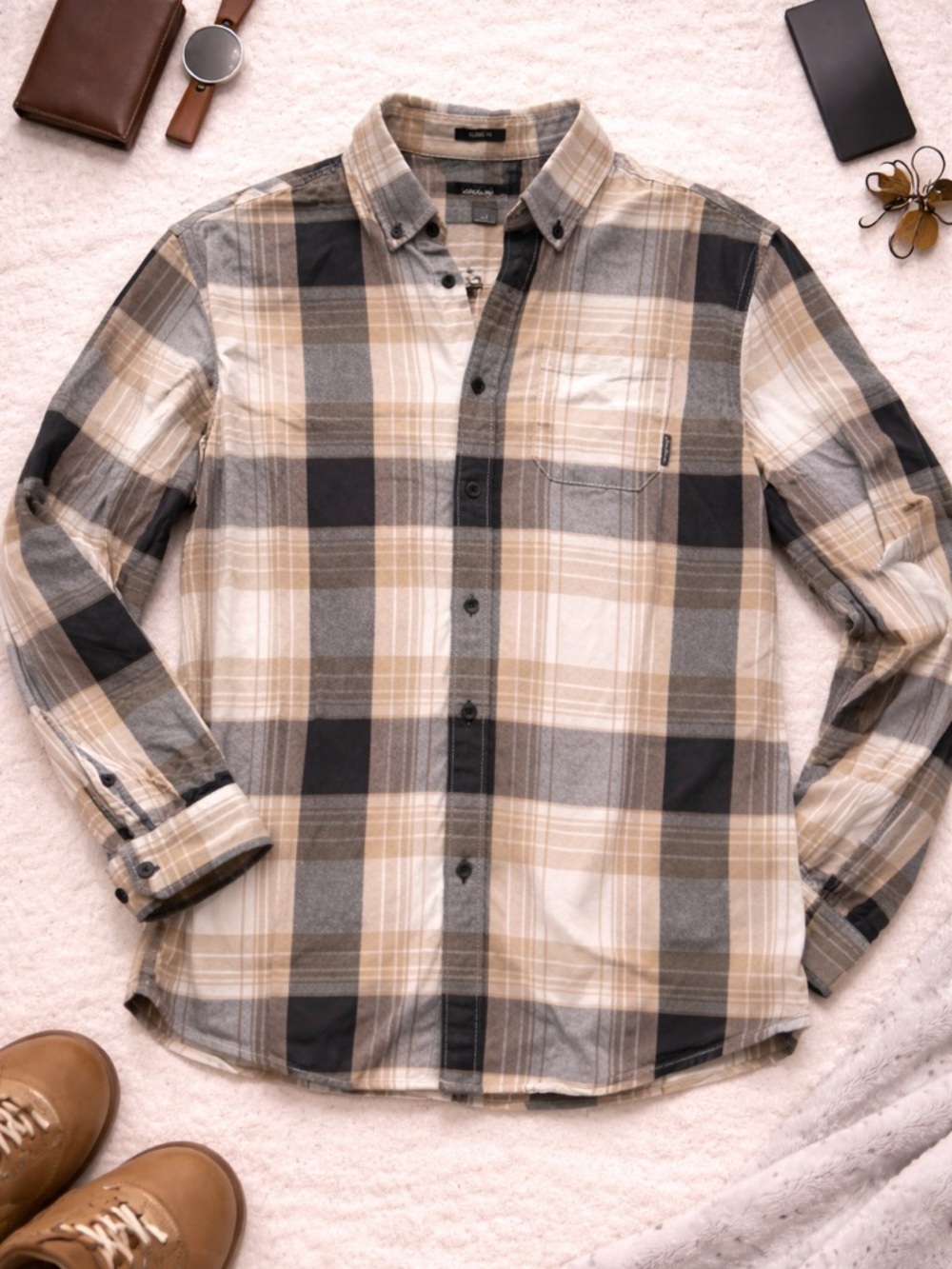 Eddie Bauer Flannel Shirt Mens Large Plaid Button Down Classic Fit 100% Cotton